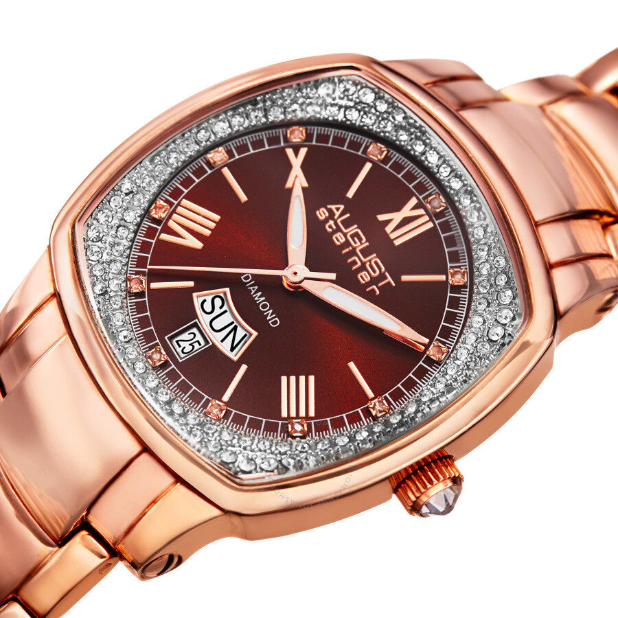 August Steiner Quartz Diamond Brown Dial Ladies Watch AS8193RGBR - Dawson Watches #2