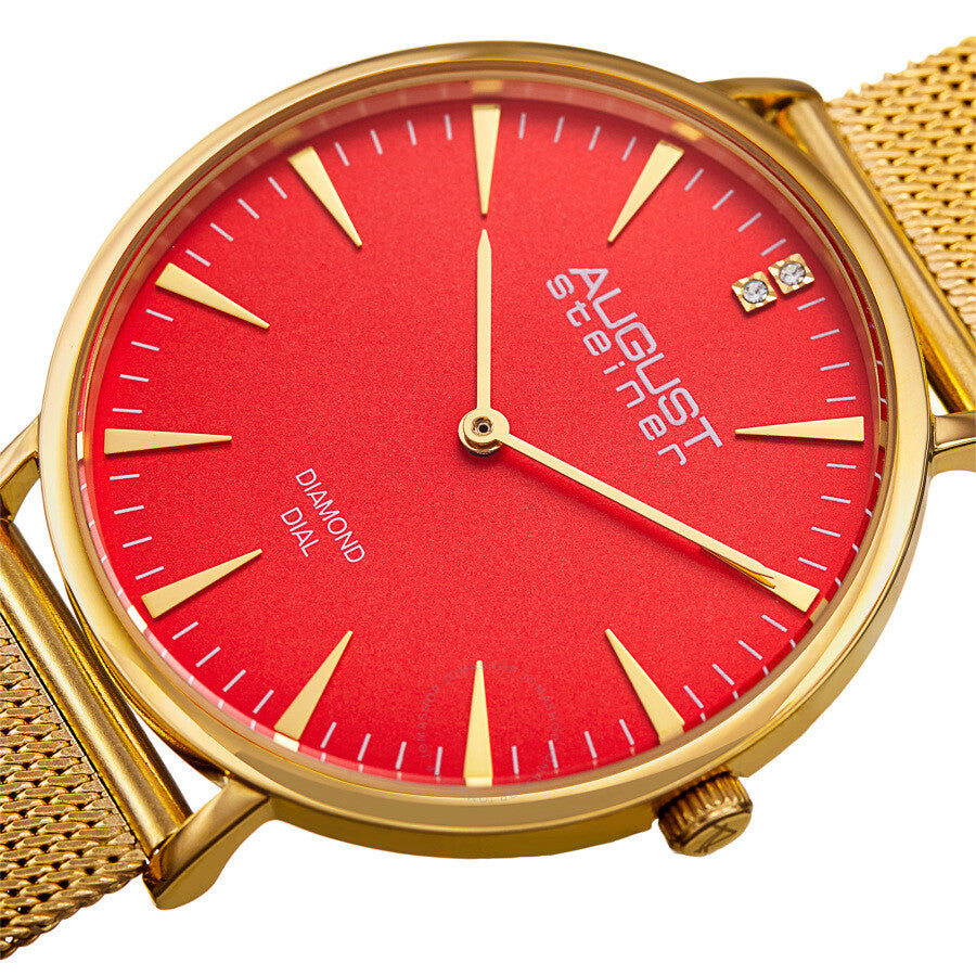 August Steiner Quartz Diamond Orange Dial Ladies Watch AS8207YG - Dawson Watches #2
