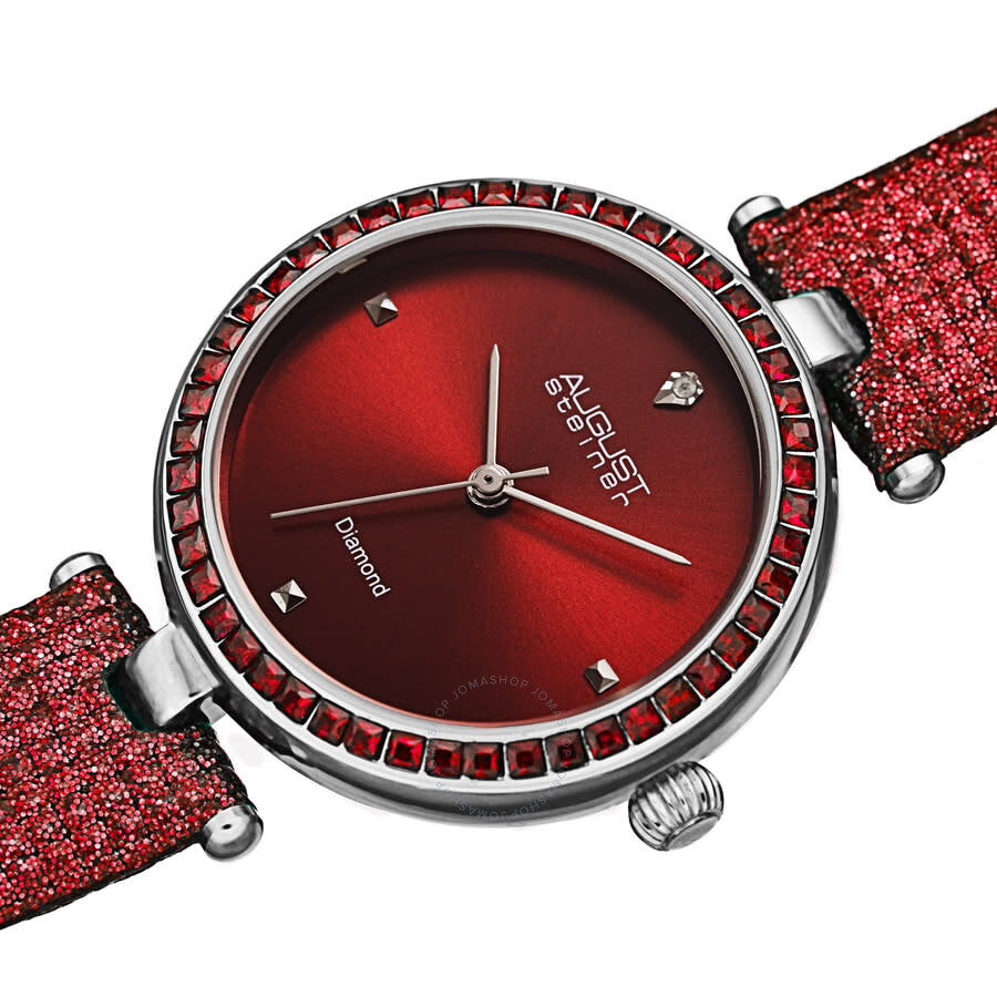August Steiner Quartz Diamond Red Dial Ladies Watch AS8280RD - Dawson Watches #2