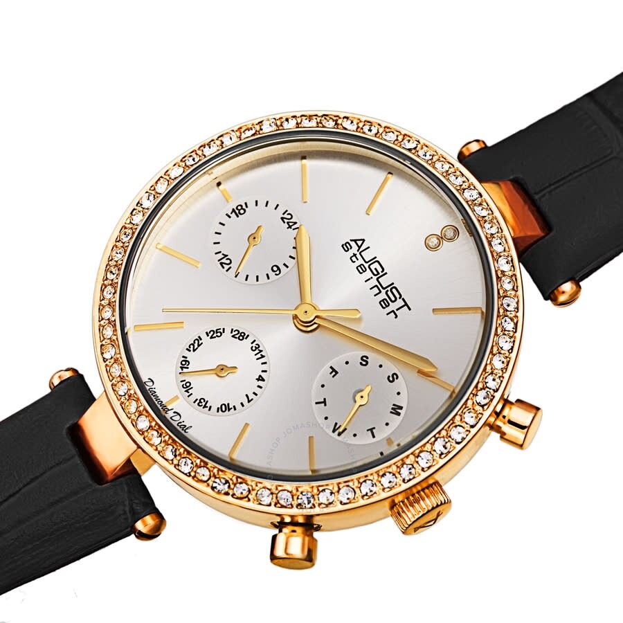 August Steiner Quartz Diamond Silver Dial Ladies Watch AS8288BK - Dawson Watches #2