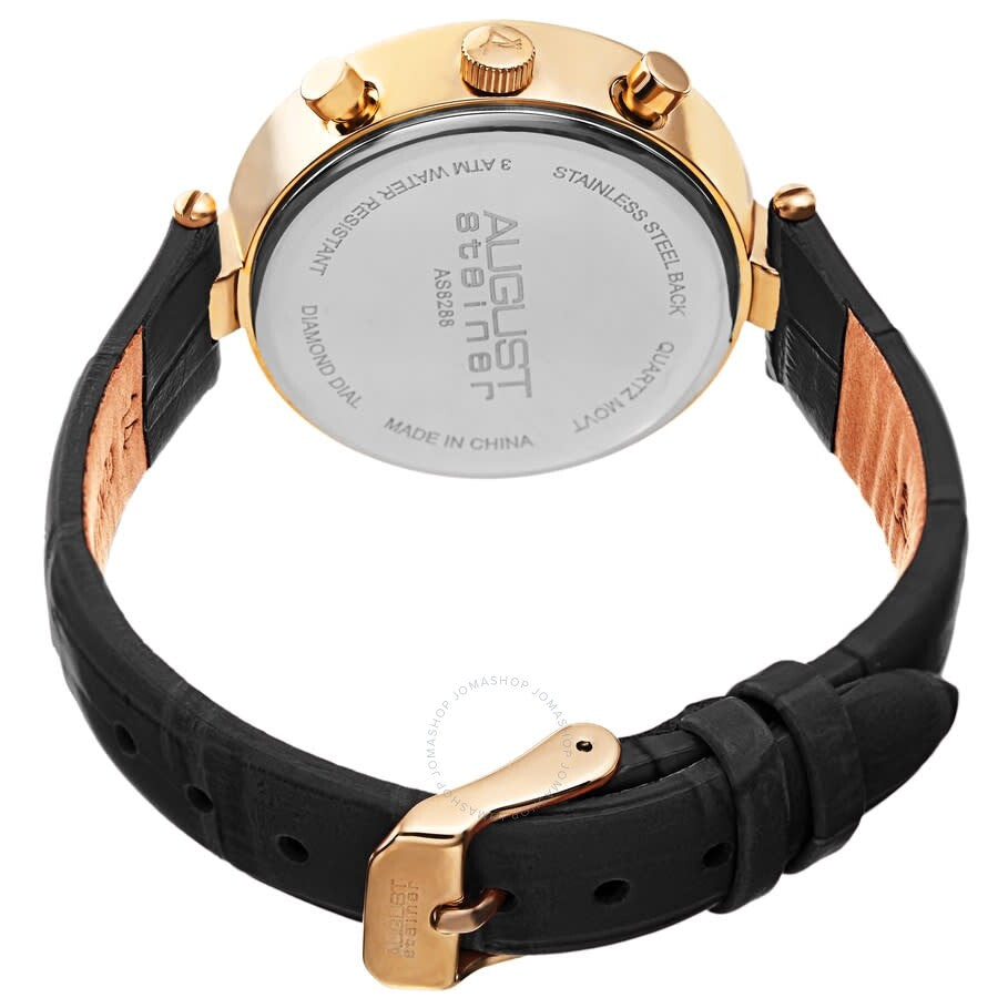 August Steiner Quartz Diamond Silver Dial Ladies Watch AS8288BK - Dawson Watches #4