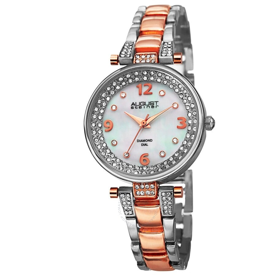 August Steiner Quartz Diamond White Dial Ladies Watch AS8137TTR - The Watches Men & Co