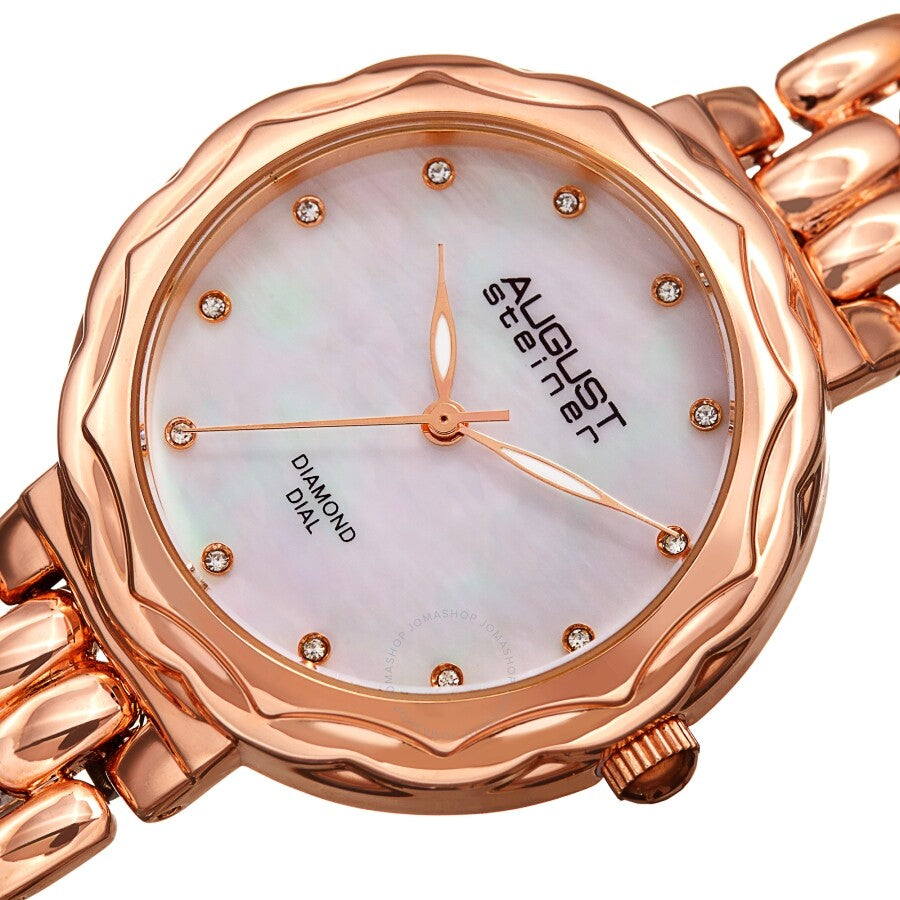 August Steiner Quartz Diamond White Dial Ladies Watch AS8248RG - The Watches Men & Co #2