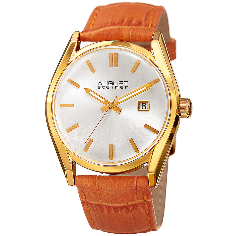 August Steiner Silver Dial Orange Leather Ladies Watch AS8221OR - Dawson Watches