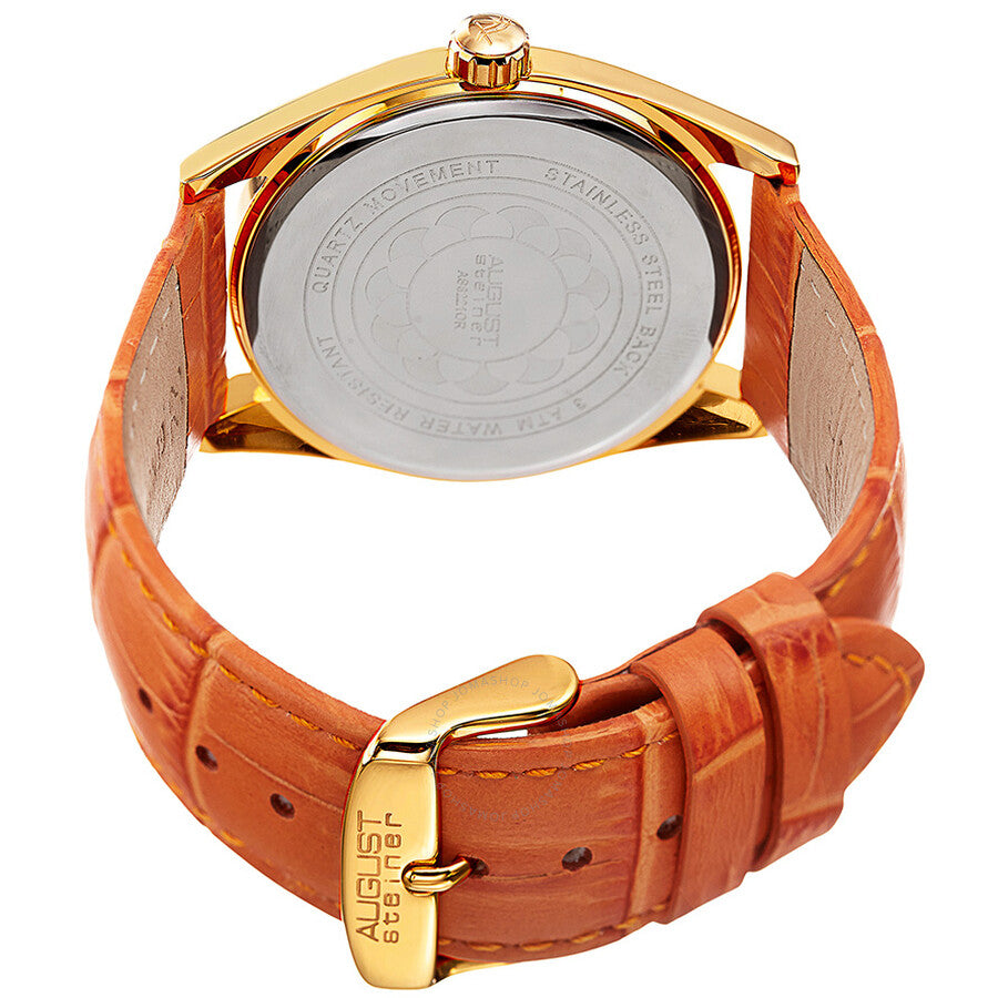 August Steiner Silver Dial Orange Leather Ladies Watch AS8221OR - Dawson Watches #3