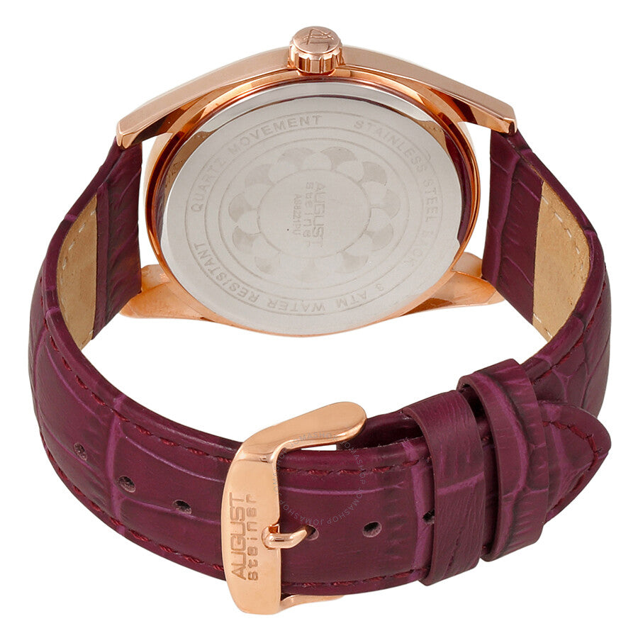 August Steiner Silver Dial Purple Leather Ladies Watch AS8221PU - The Watches Men & Co #3