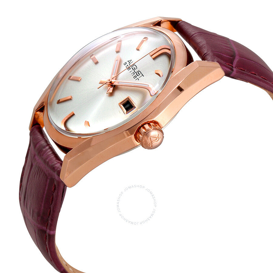 August Steiner Silver Dial Purple Leather Ladies Watch AS8221PU - The Watches Men & Co #2