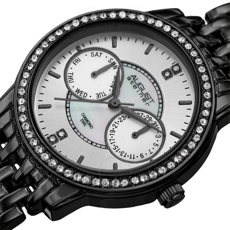 August Steiner Quartz Diamond Silver Dial Ladies Watch AS8228BK - Dawson Watches #2