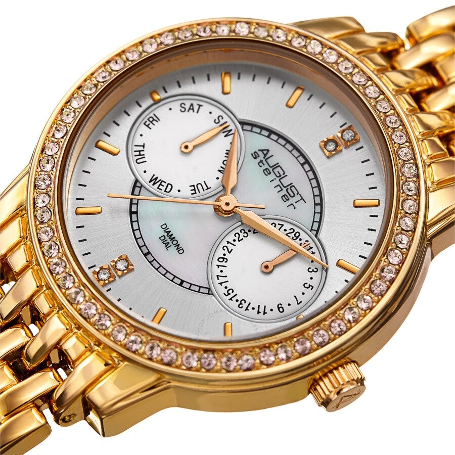 August Steiner Quartz Diamond Crystal Silver Dial Ladies Watch AS8228YG - Dawson Watches #2