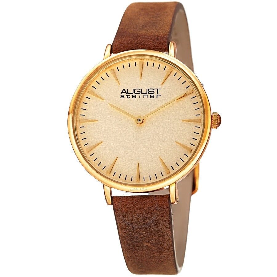August Steiner Quartz White Dial Ladies Watch AS8187YGBR - Dawson Watches