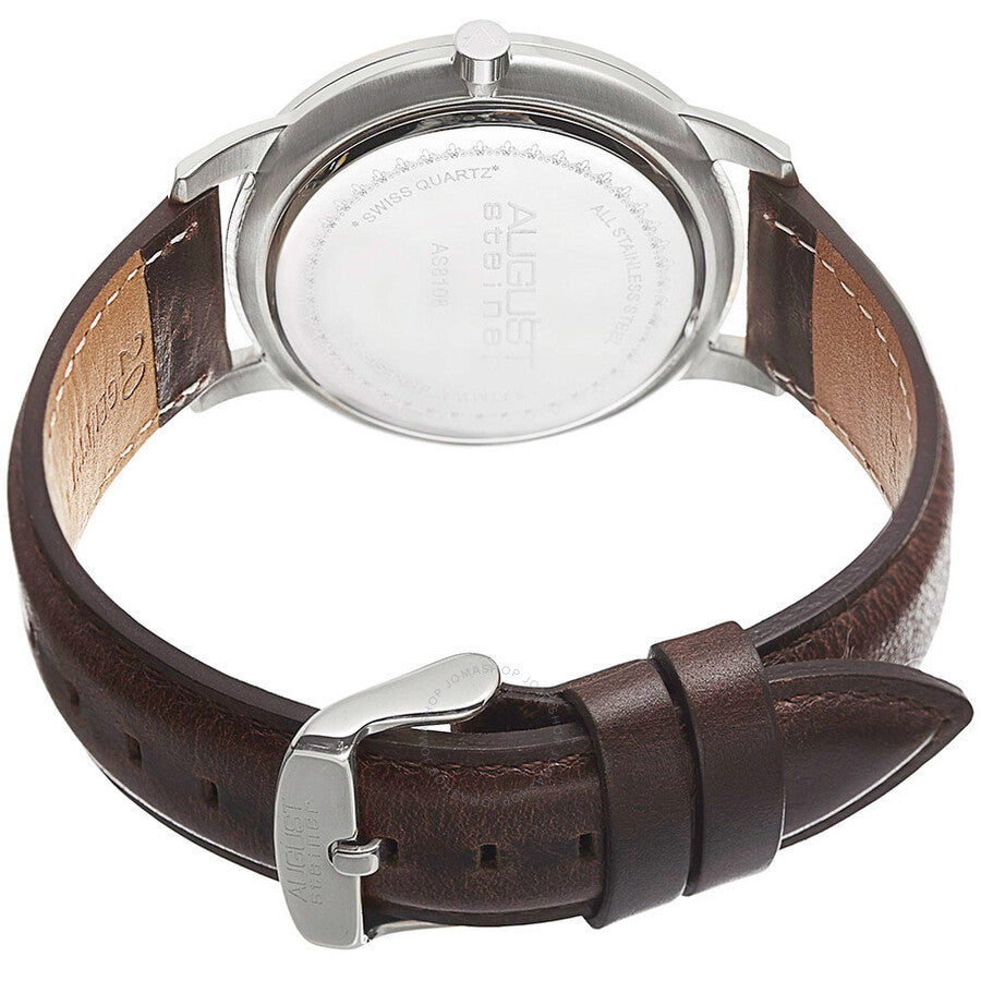 August Steiner White Dial Brown Leather Men's Watch AS8108BR - Dawson Watches #4