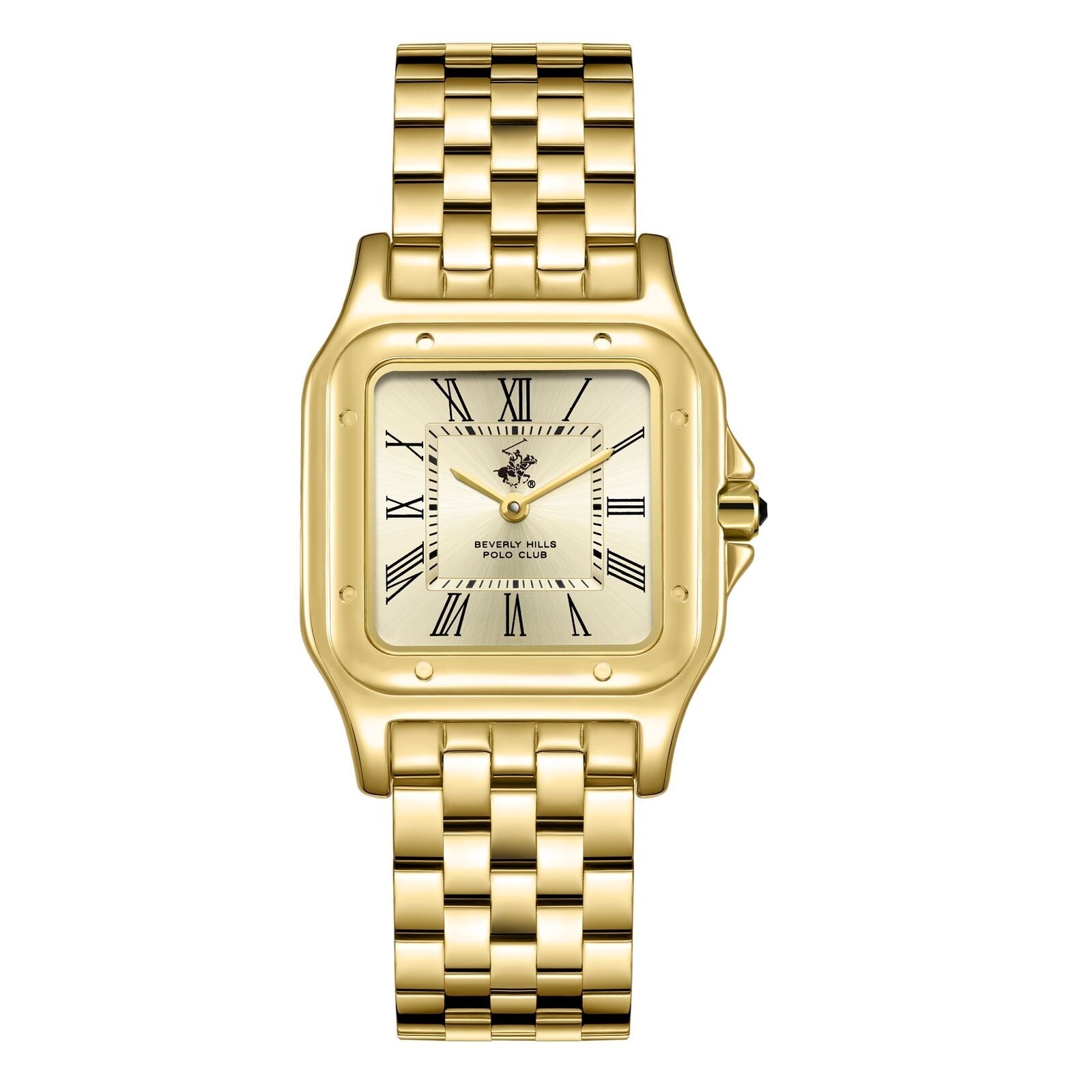 Beverly Hills Polo Club Roman Numeral All Gold Square Watch - BP3824C.110