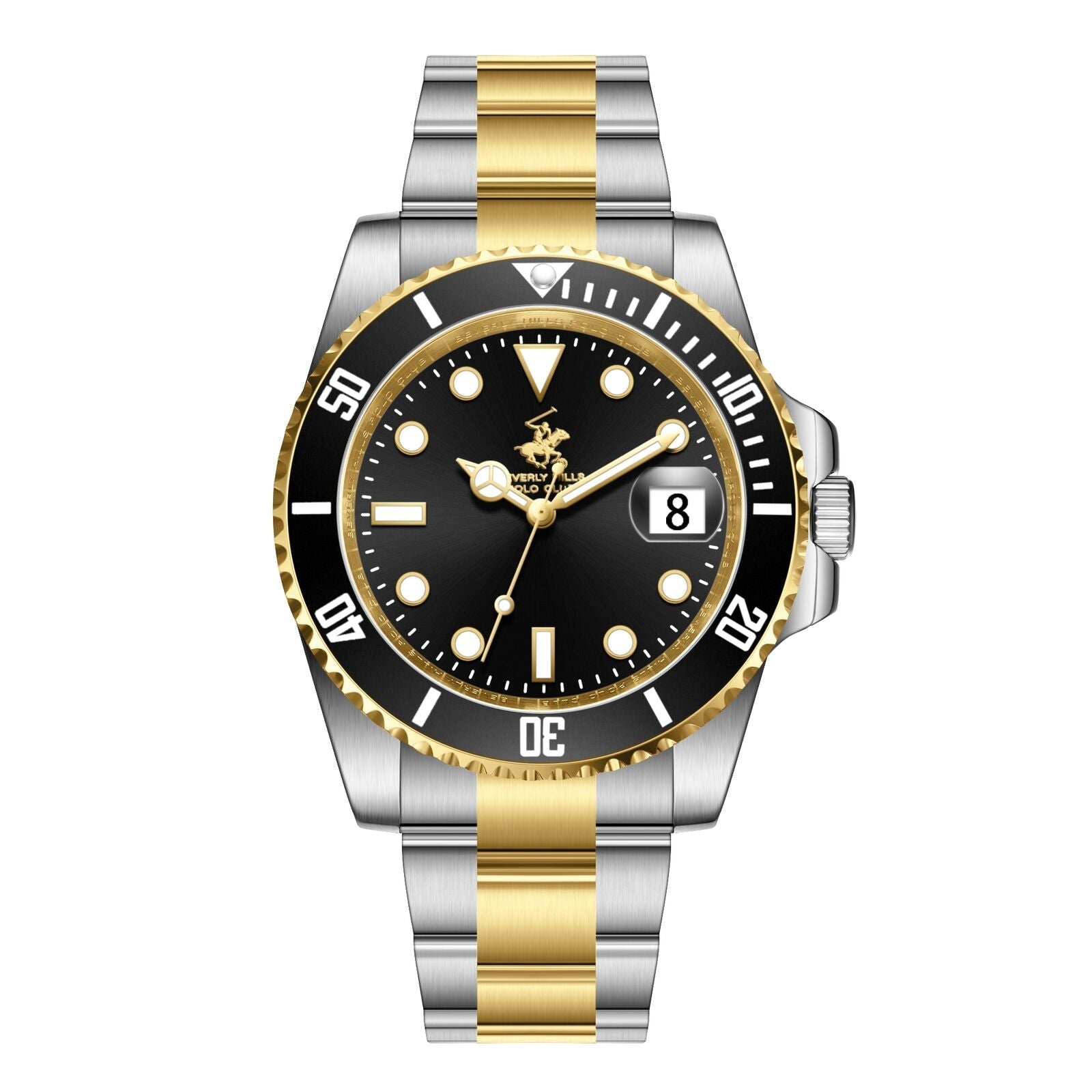Beverly Hills Polo Club Waterproof Black Dial Two-Tone Date Watch BP3791X.250