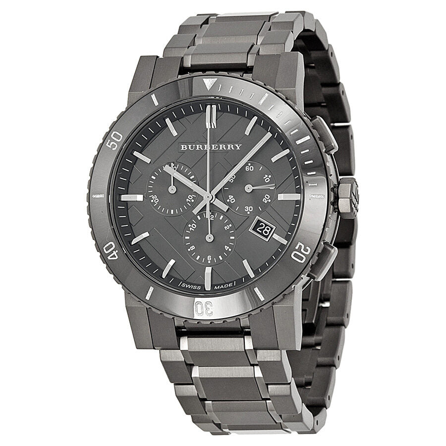 Burberry Chronograph Gunmetal Dial Grey Ion-plated Stainless Steel Men's Watch BU9381