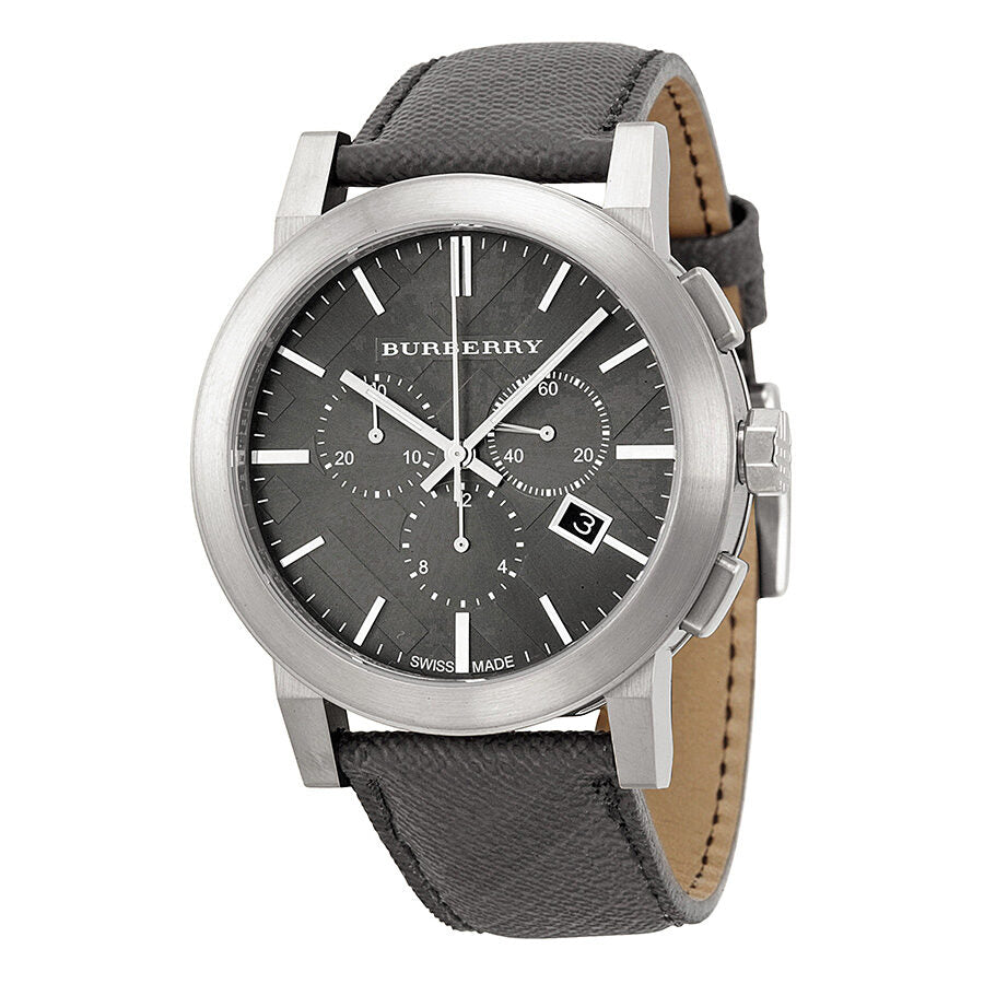 Burberry Grey Dial Black Leather Men's Watch BU9362