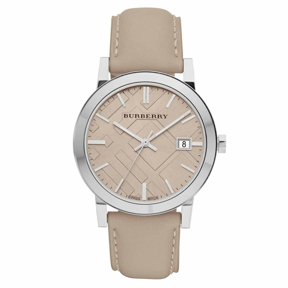 Burberry Large Check Tan Leather Strap Men's Watch BU9010