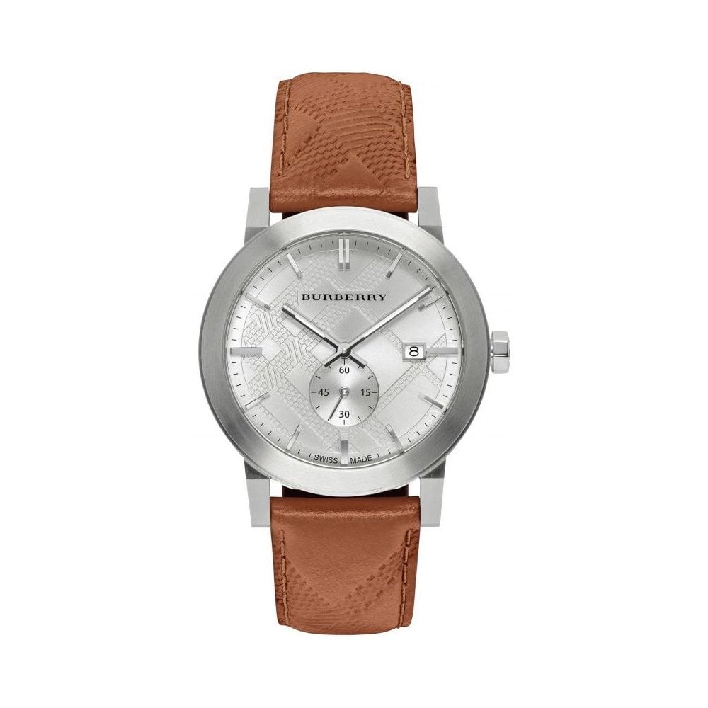 Burberry Men’s Quartz Leather Strap Silver Dial Men's Watch BU9904 - The Watches Men & CO