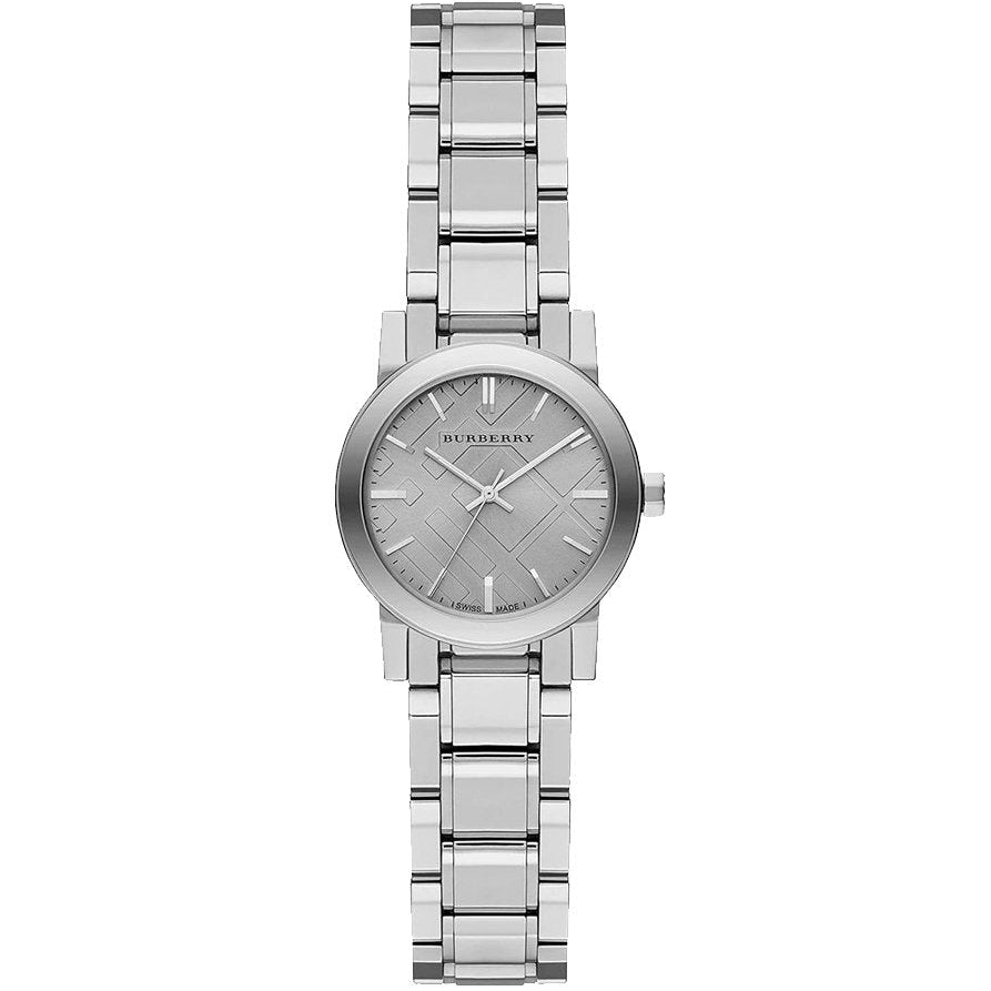 Burberry The City BU9229 women's watch with grey check dial and silver stainless steel bracelet