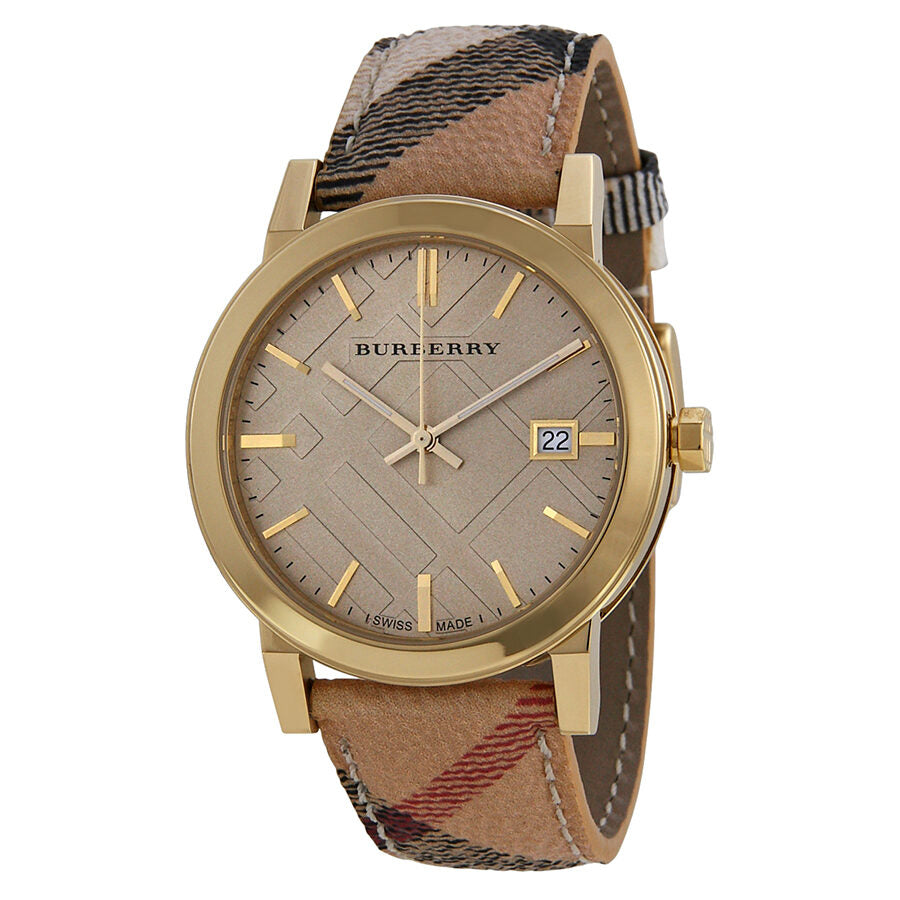 Burberry The City Champagne Dial Haymarket Check Strap Unisex Watch BU9026 - BigDaddy Watches