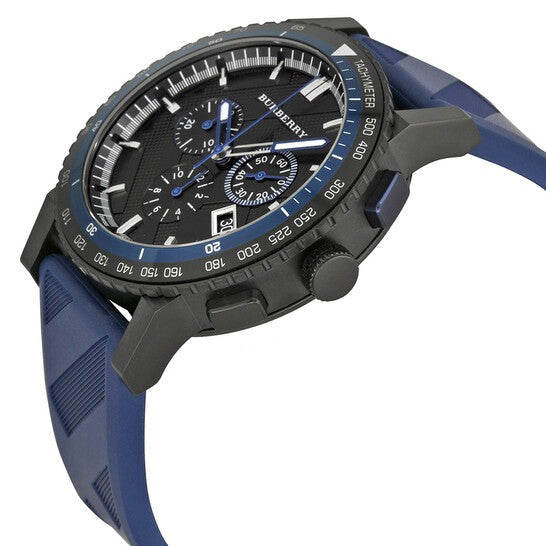 Burberry The City Sport Chronograph Black Dial Blue Rubber Strap Watch For Men - BU9807 BU9807 - Image 2