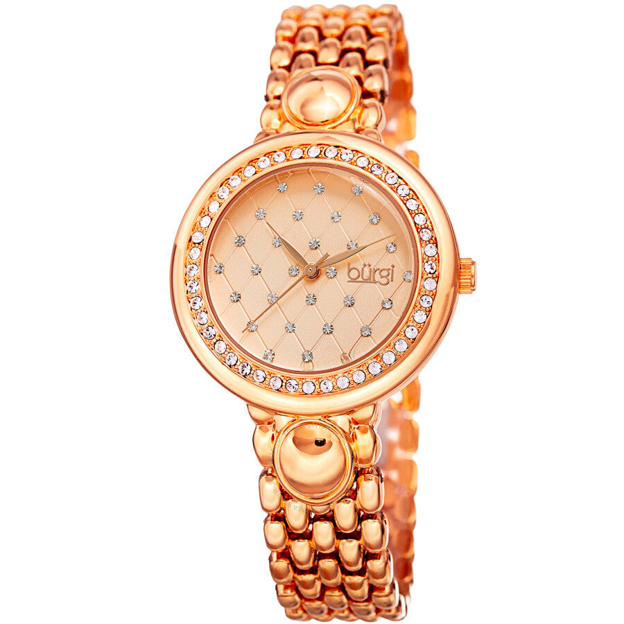 Burgi Argyle Style Crystal Rose Dial Ladies Watch BUR170RG - Dawson Watches