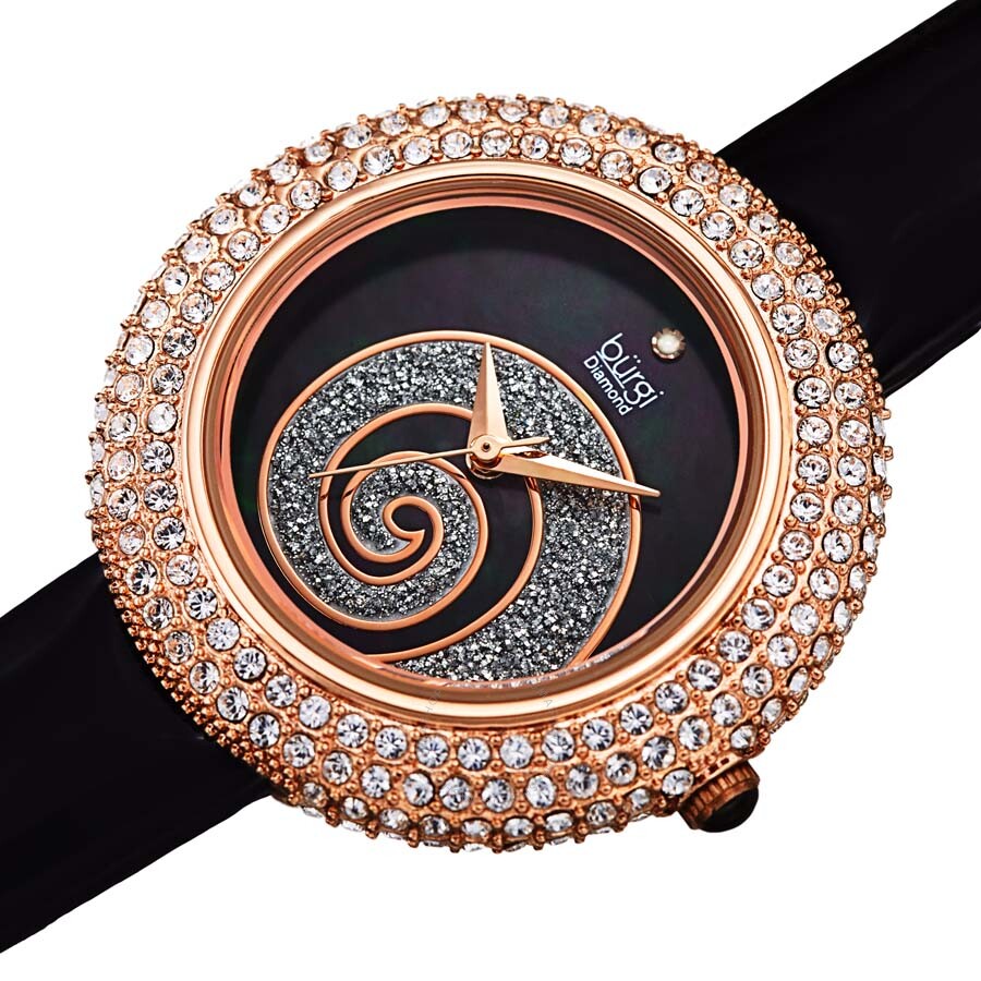 Burgi Swirl Crystal Black Dial Ladies Watch BUR209BKR - Dawson Watches #2