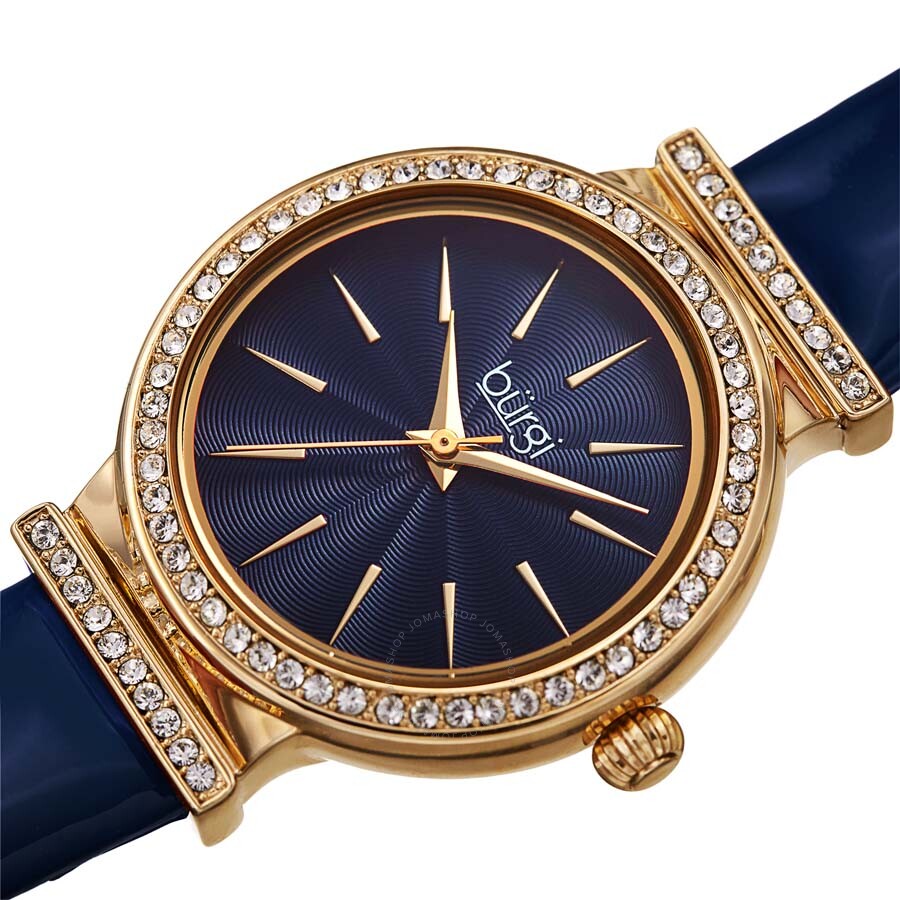Burgi Blue Dial Blue Leather Ladies Watch BUR230BU - The Watches Men & Co #2