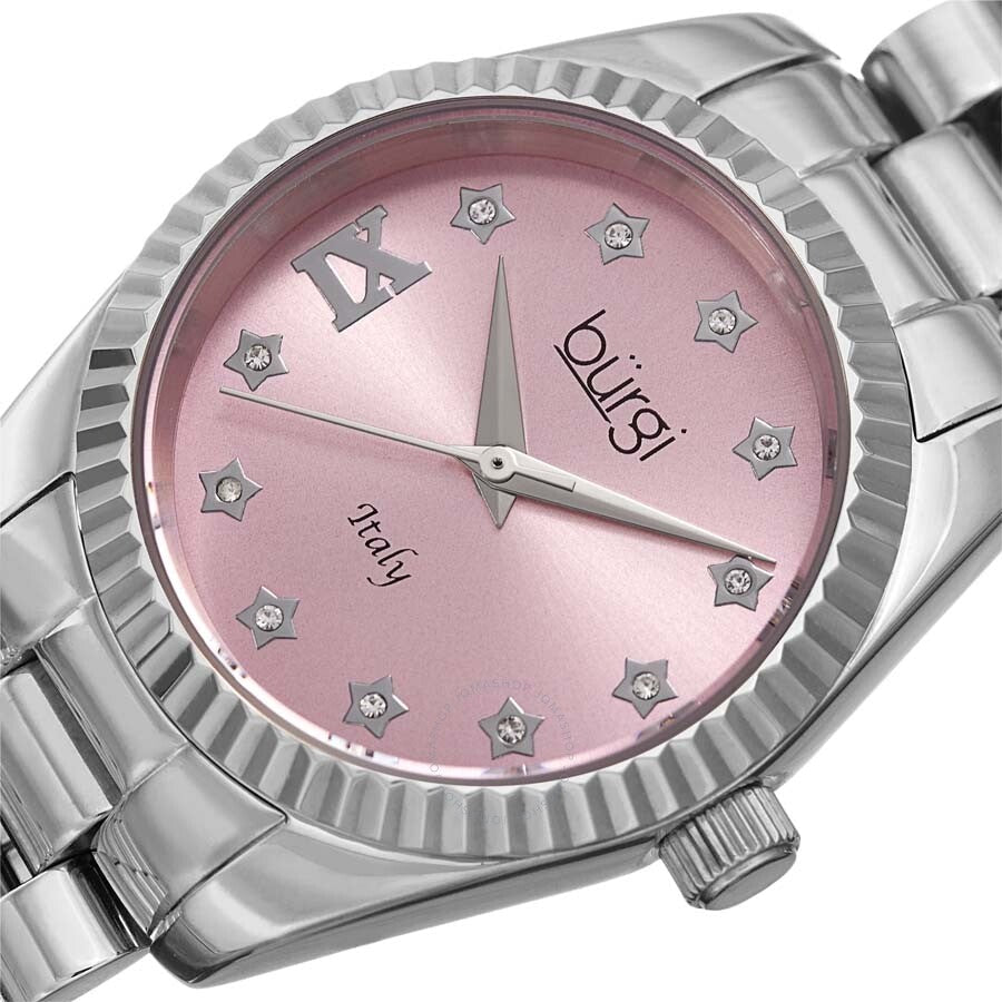Burgi Designer Quartz Crystal Pink Dial Ladies Watch BUR194SSPK - Dawson Watches #2