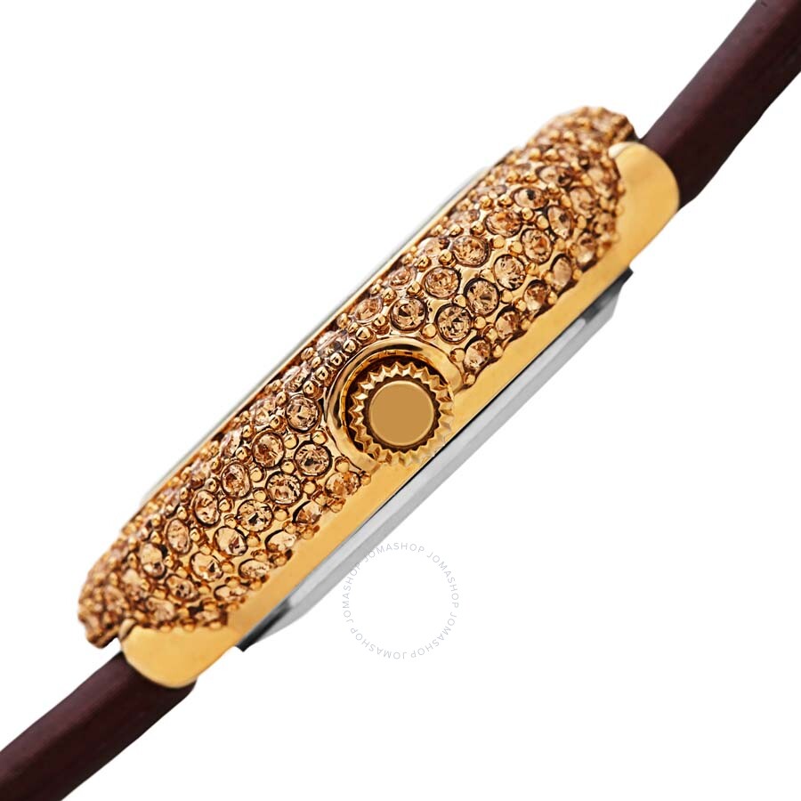 Burgi Diamond White Dial Brown Satin Ladies Watch BUR227BR - The Watches Men & Co #3