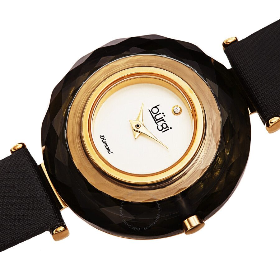 Burgi Faceted Crystal Bezel Quartz Diamond Silver Dial Ladies Watch BUR252BK - Dawson Watches #2