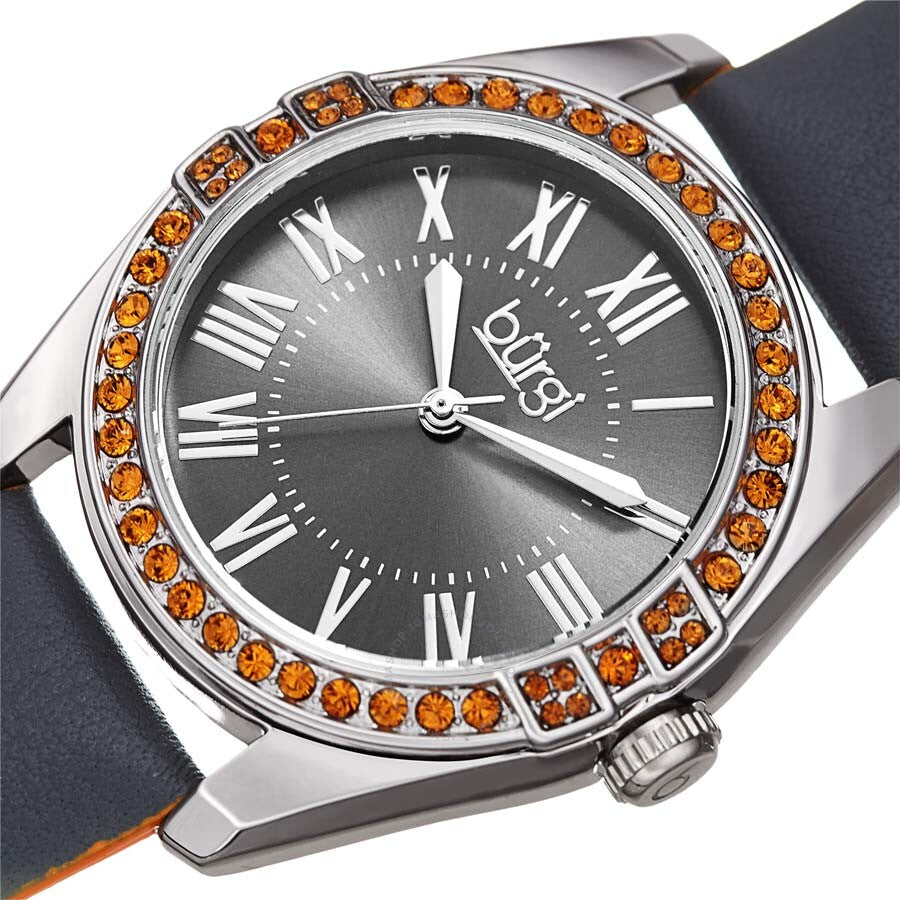 Burgi Grey Dial Grey Leather Ladies Watch BUR206GY - Dawson Watches #2