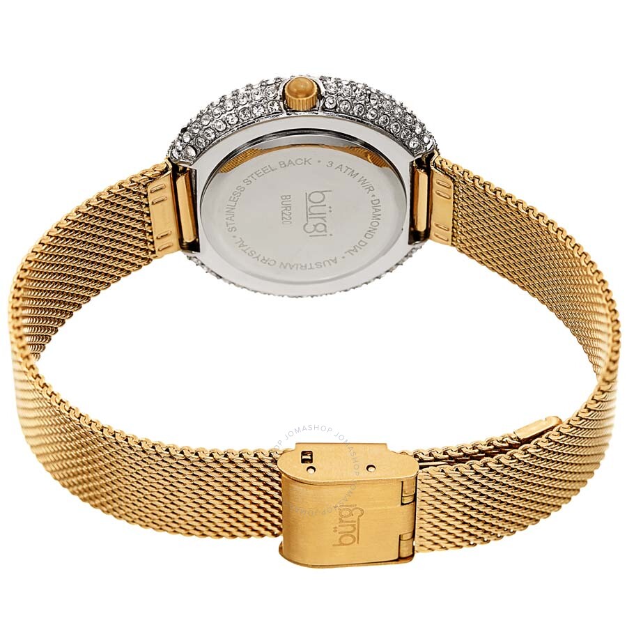 Burgi Ladies Argyle Dial Swarovski Crystal Glamor Mesh Bracelet Watch - Dawson Watches #4