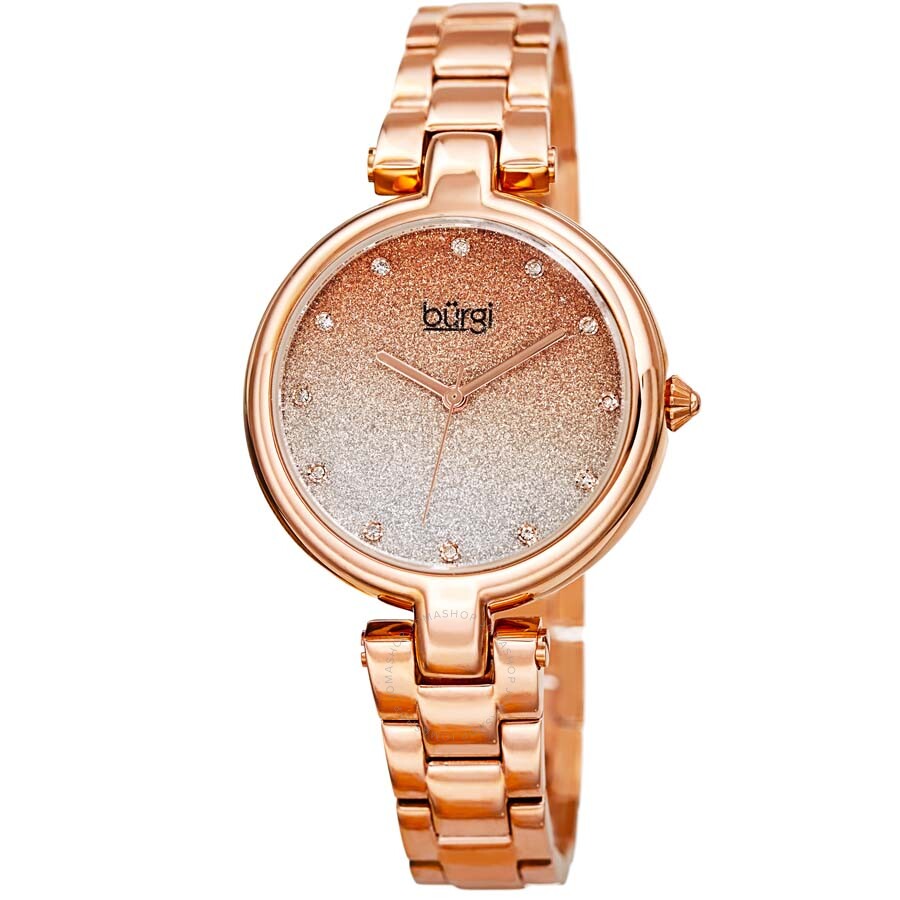 Burgi Rose Glitter Ombre Swarovski Crystal Dial Ladies Watch BUR226RG - Dawson Watches