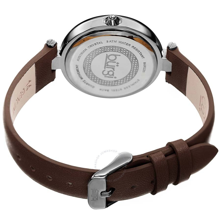 Burgi Ladies Glitter Ombre Swarovski Crystal Dial Genuine Leather Strap Watch - Dawson Watches #4