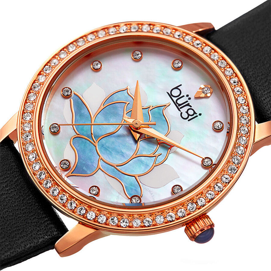 Burgi Mother 0f Pearl Dial Black Leather Ladies Watch BUR159BKR - Dawson Watches #2