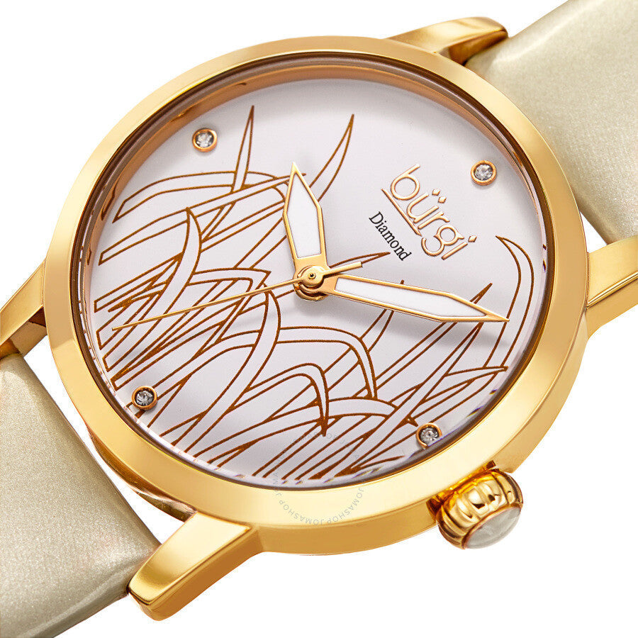 Burgi Pattern Quartz Diamond White Dial Ladies Watch BUR173WT - The Watches Men & Co #2