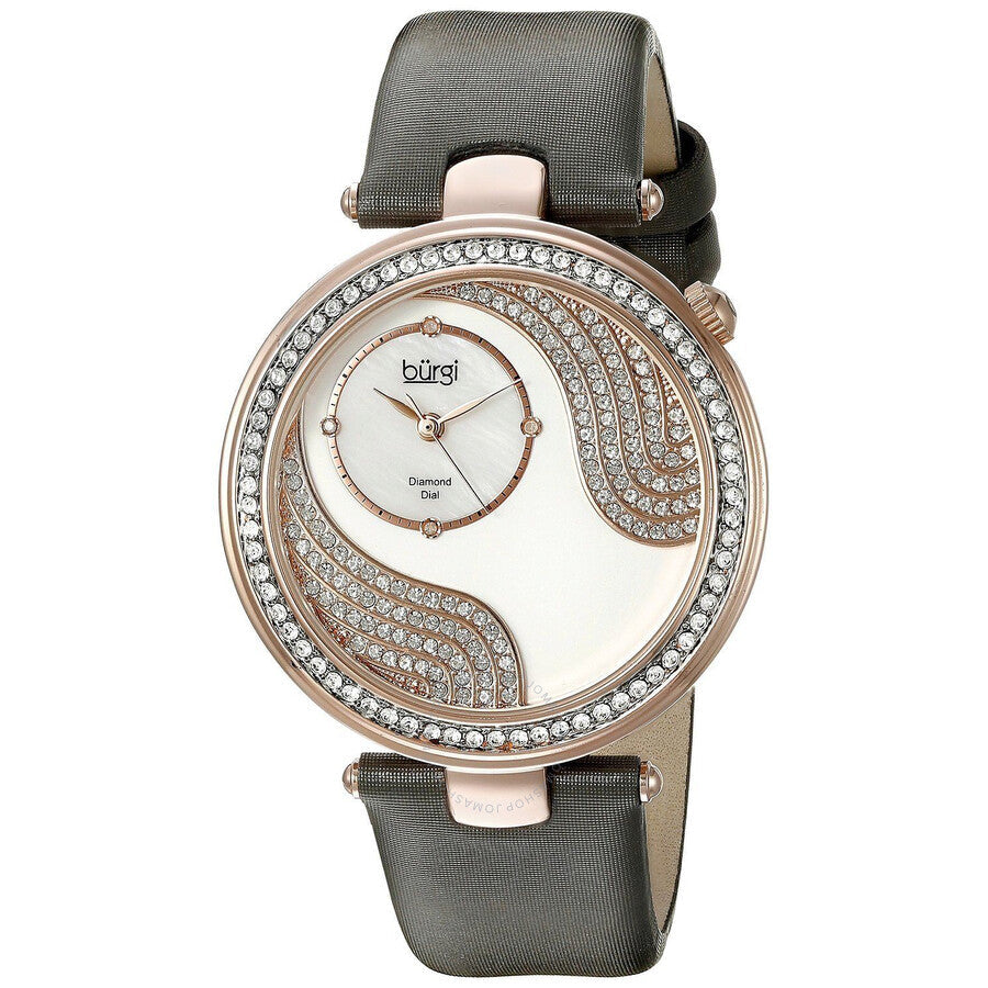 Burgi Pave Design Crystal Mother of Pearl Dial Ladies Watch BUR155GY - Dawson Watches