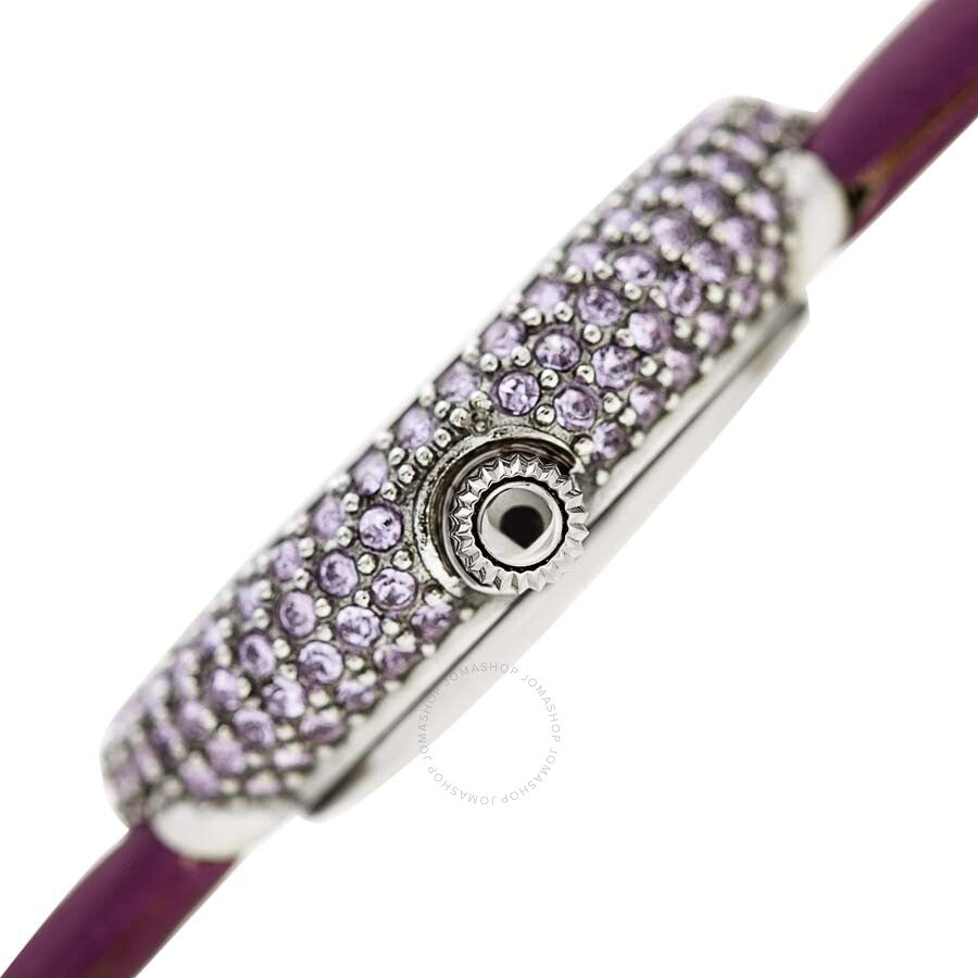 Burgi Quartz Crystal Silver Dial Purple Satin Ladies Watch BUR227PU - The Watches Men & Co #3
