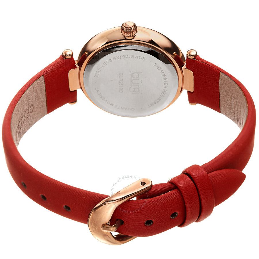 Burgi Quartz Crystal White Dial Red Satin Ladies Watch BUR251RD - Dawson Watches #4