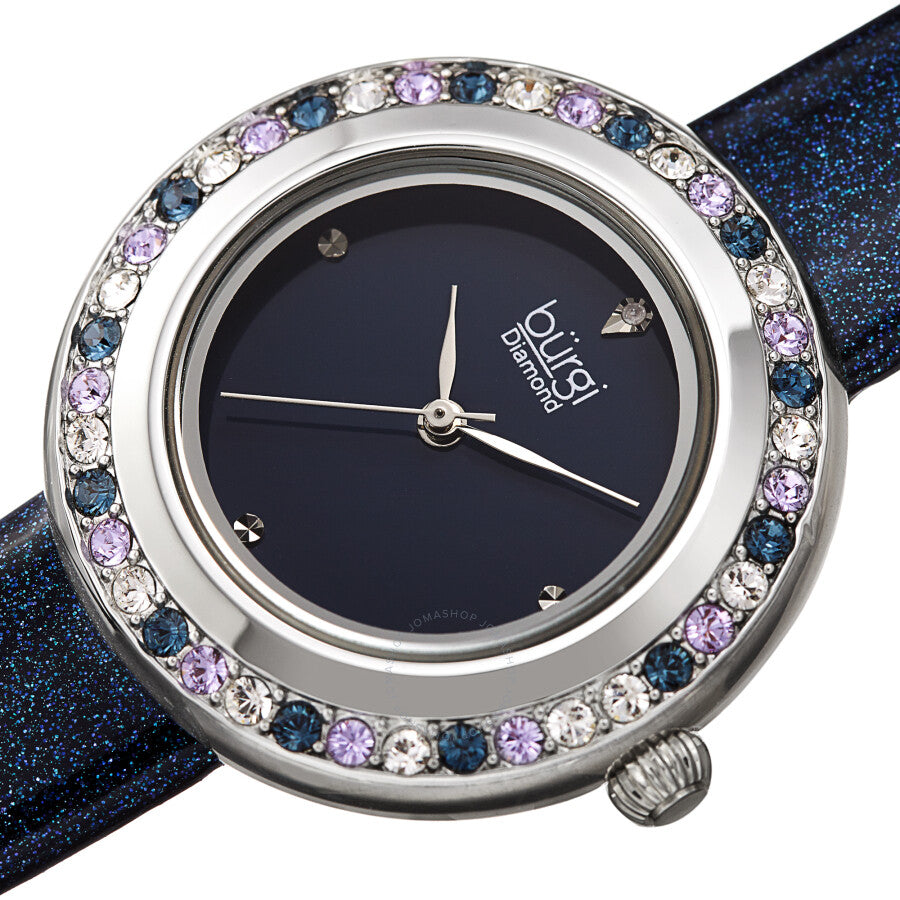 Burgi Quartz Diamond Blue Dial Blue Polyurethane Ladies Watch BUR265BU - Dawson Watches #2