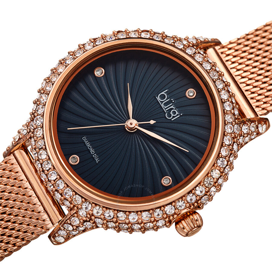 Burgi Quartz Diamond Blue Dial Ladies Watch BUR250RGBU - Dawson Watches #2