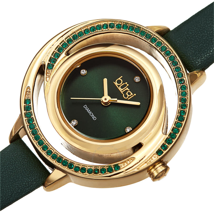 Burgi Quartz Diamond Green Dial Ladies Watch BUR261GN - Dawson Watches #2