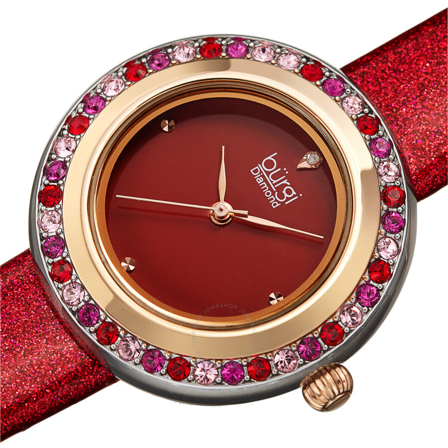 Burgi Quartz Diamond Red Dial Ladies Watch BUR265RD - Dawson Watches #2
