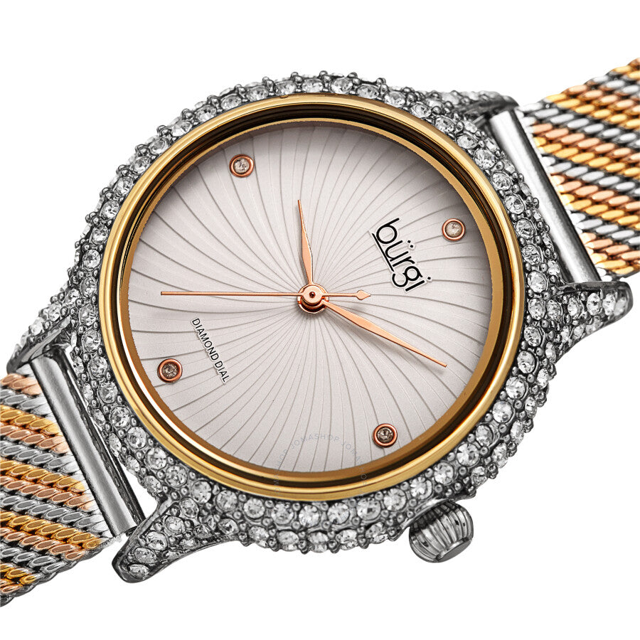 Burgi Quartz Diamond Silver Dial Ladies Watch BUR250TRI - Dawson Watches #2