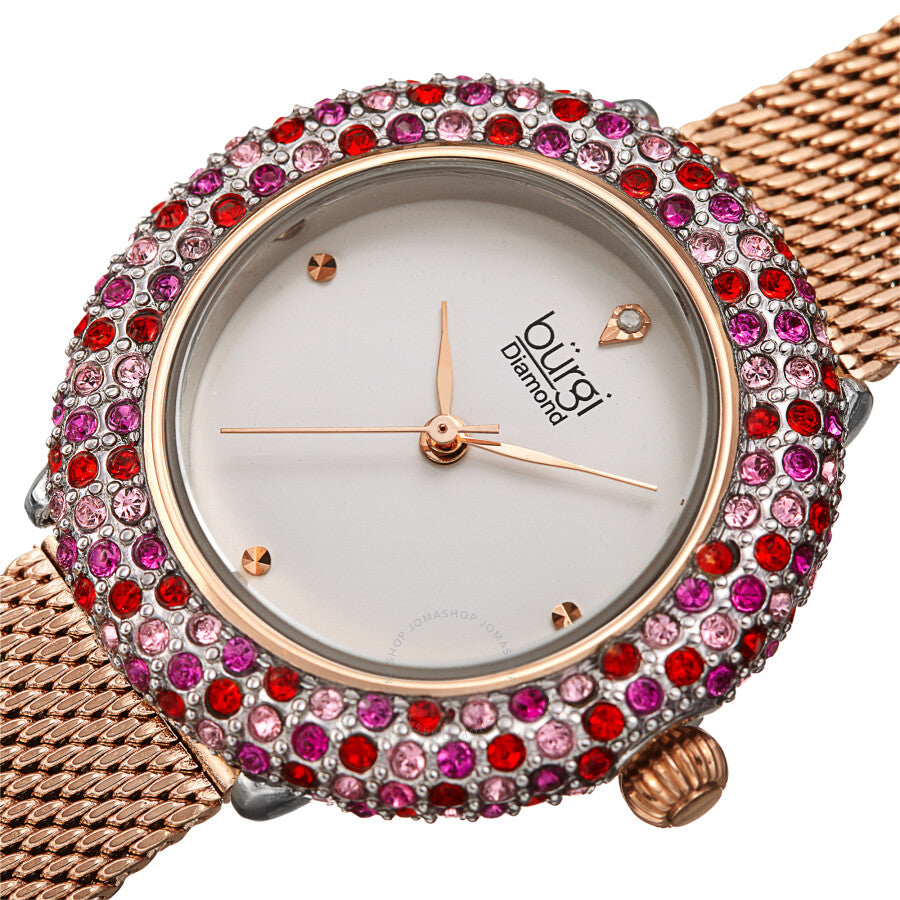 Burgi Quartz Diamond Silver Dial Ladies Watch BUR258RG - Dawson Watches #2