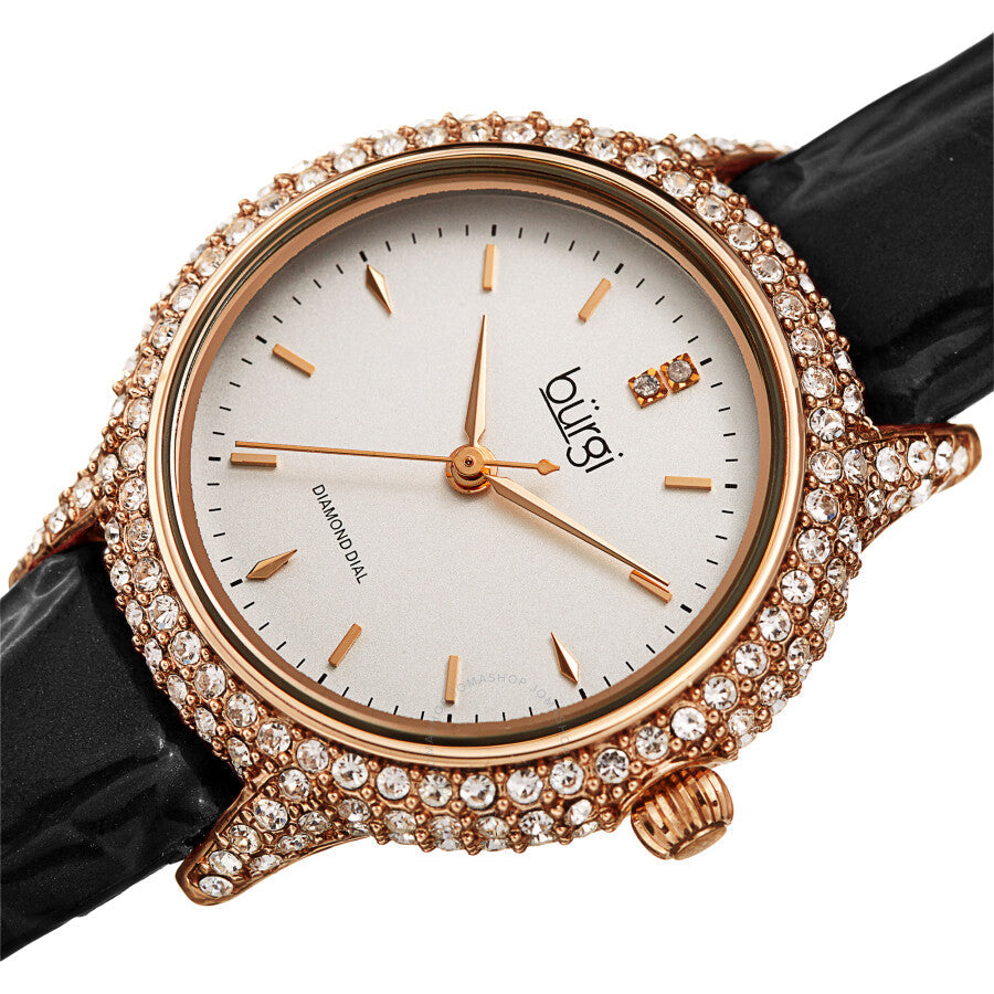 Burgi Quartz Diamond White Dial Ladies Watch BUR249BK - Dawson Watches #2