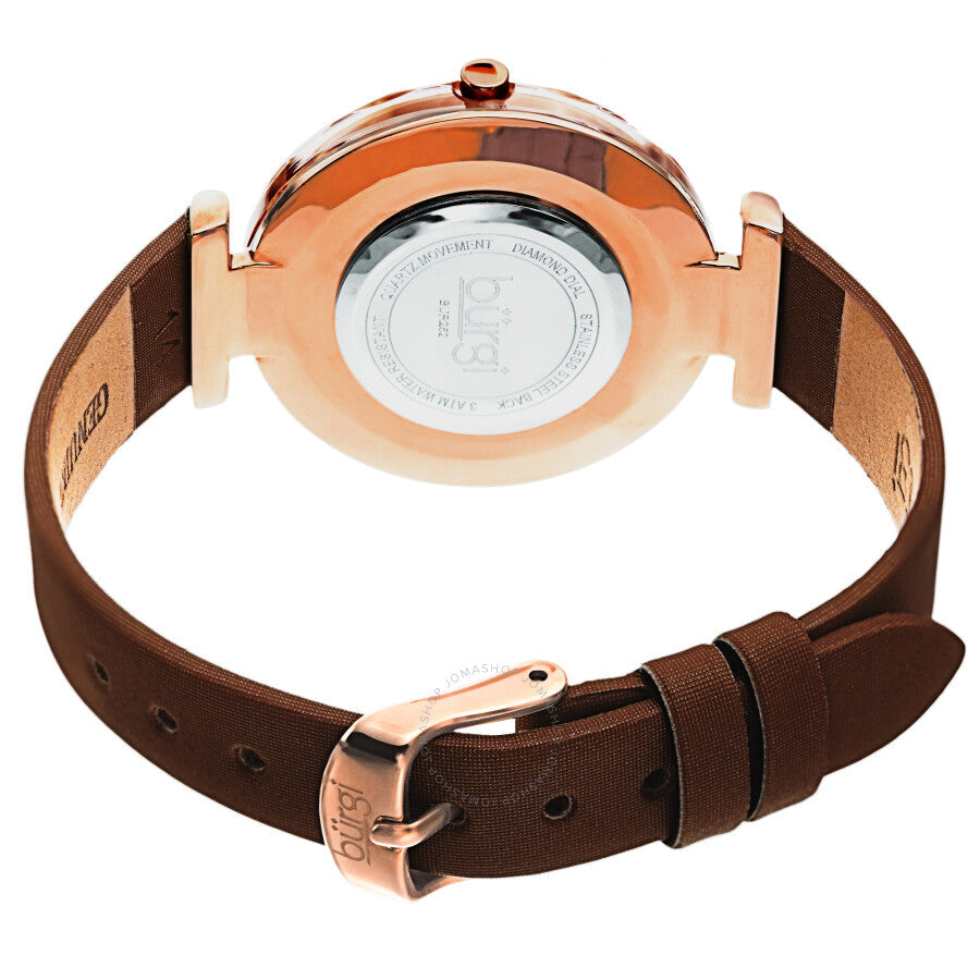Burgi Quartz Faceted Crystal Bezel Diamond Dial Ladies Watch BUR252BR - Dawson Watches #4