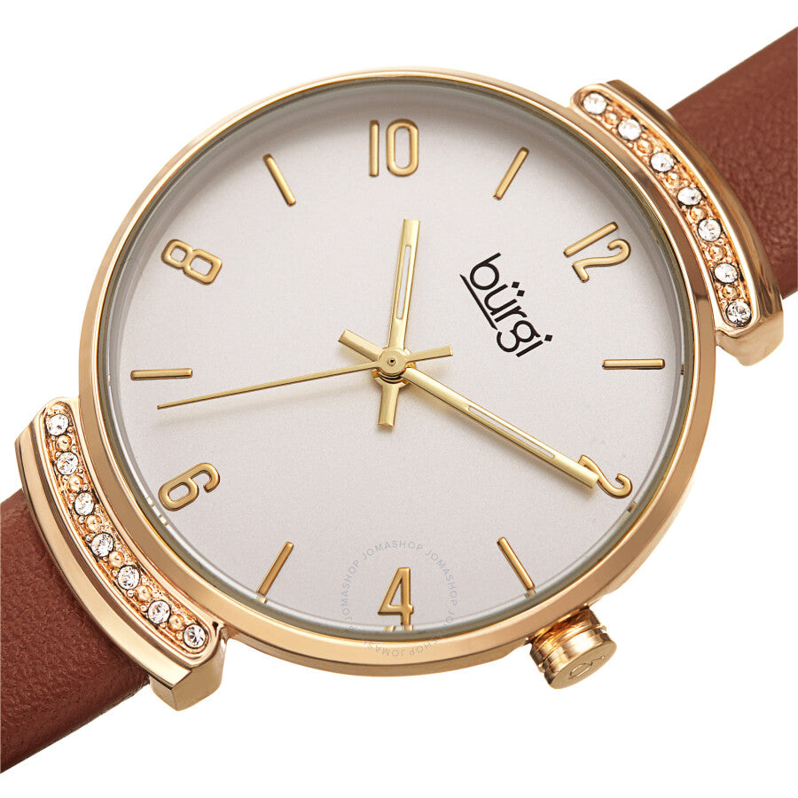 Burgi Quartz Silver Dial Ladies Watch BUR254BR - The Watches Men & Co #2