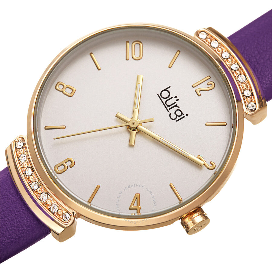 Burgi Quartz Silver Dial Purple Leather Ladies Watch BUR254PU - Dawson Watches #2