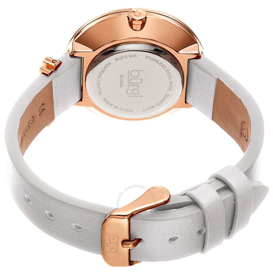 Burgi Quartz Silver Dial White Leather Ladies Watch BUR264WT - Dawson Watches #4